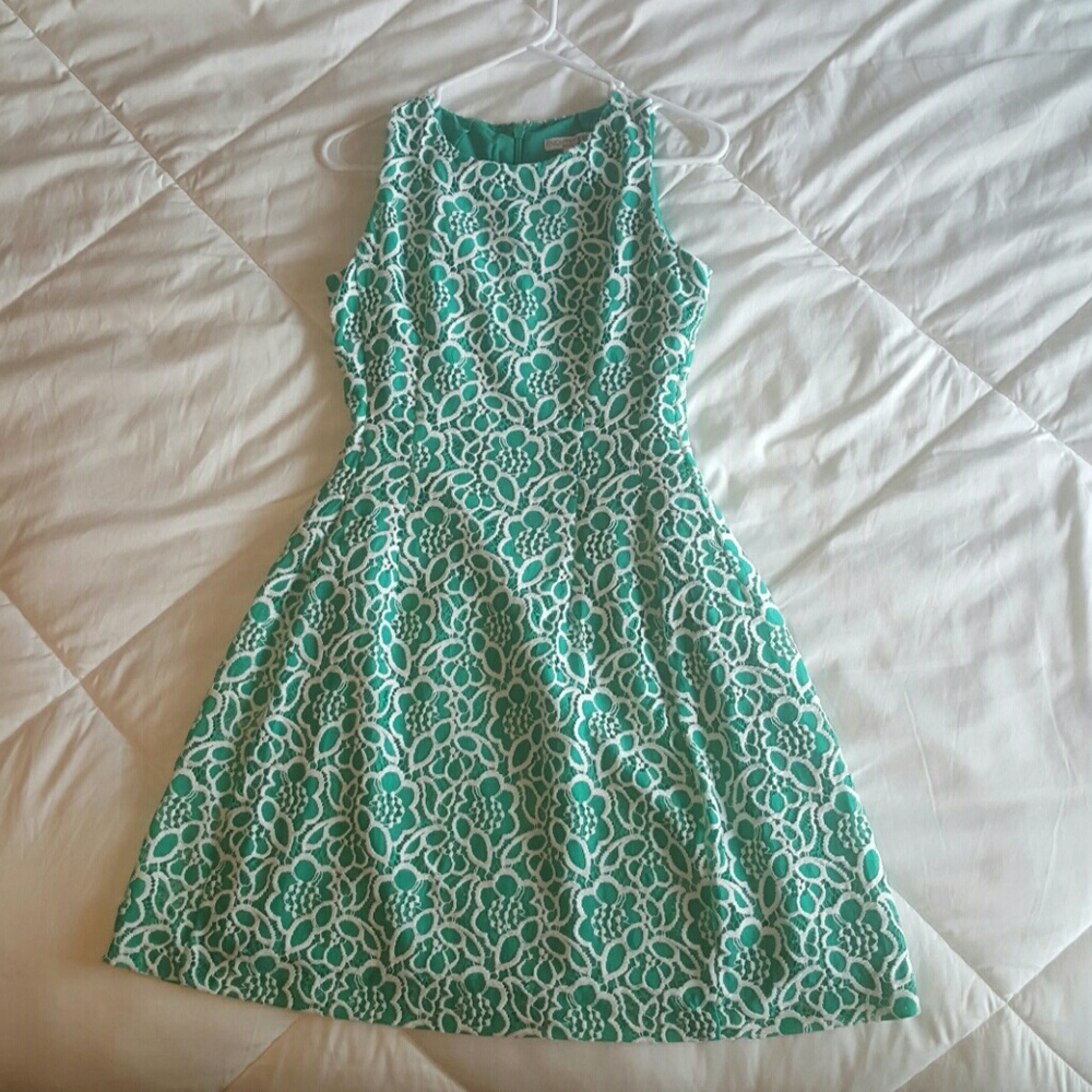 New York & Company Teal and White Midi Dress